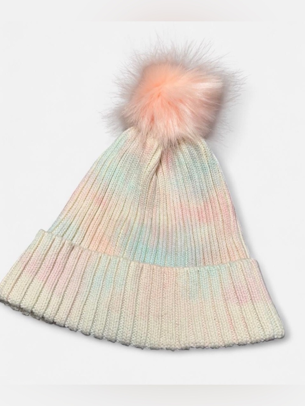 GAP Pastel Tie-Dye Knit Beanie with Pink Pom